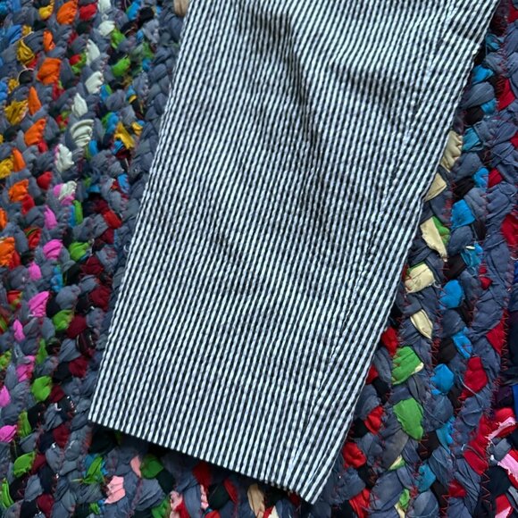 Piazza Sempione Audrey Seersucker Striped Capri Pants Women's Size Large Summer - Picture 6 of 16